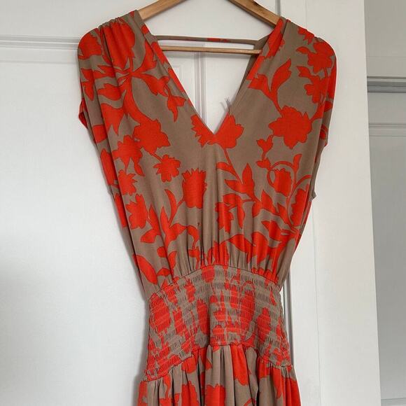 Ramy Brook Smocked Midi Dress Size XXS Sleeveless Resortwear Bloomcore Vacation - Picture 2 of 6